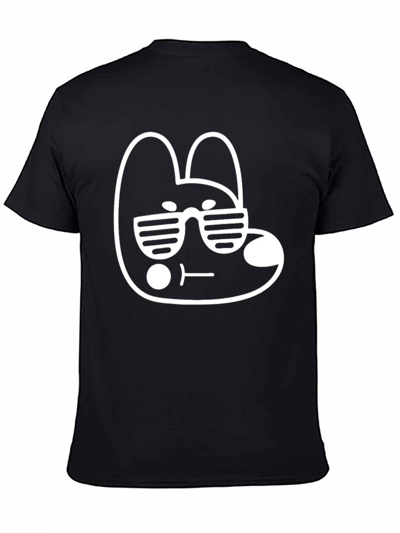 Cool Bunny Graphic Tee - Black Cotton Blend