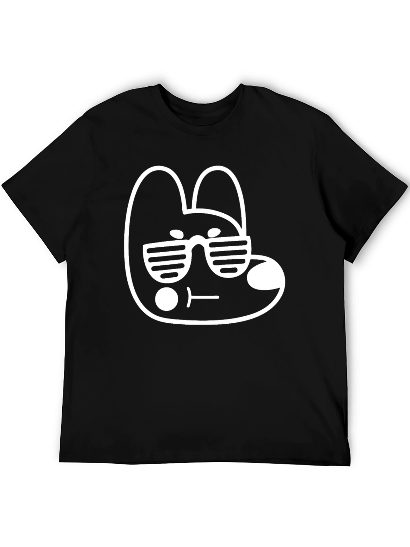 Cool Bunny Graphic Tee - Black Cotton Blend