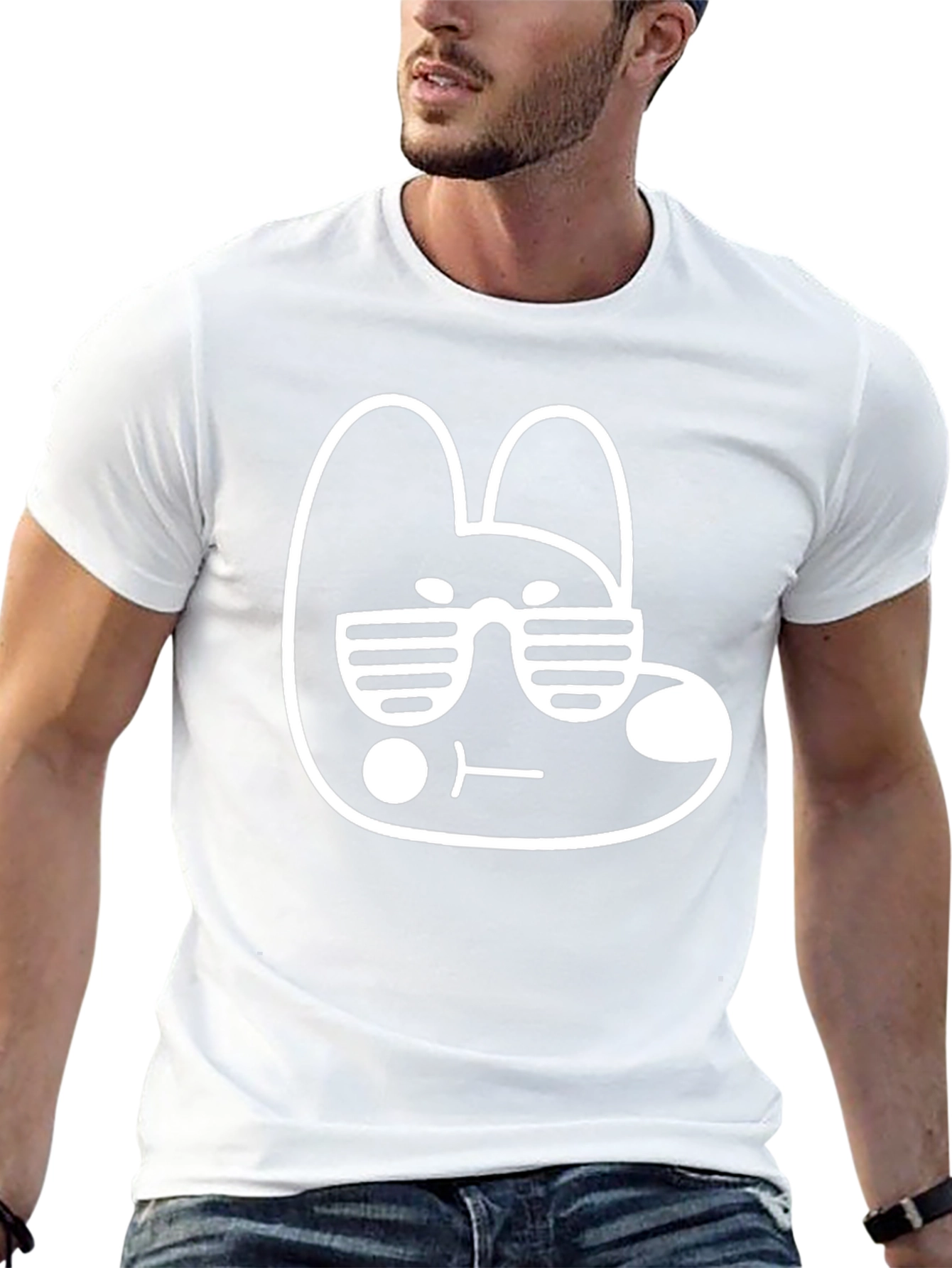 Cool Bunny Graphic Tee - Black Cotton Blend