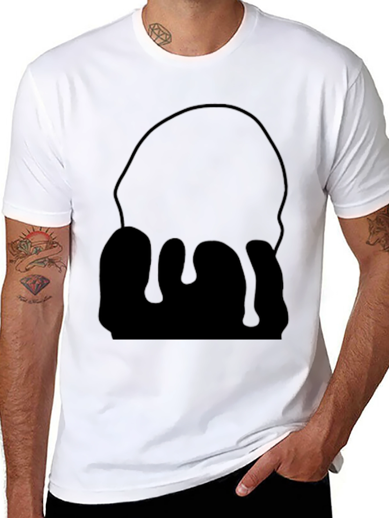 Dripping Black Graphic Tee - Unique Design