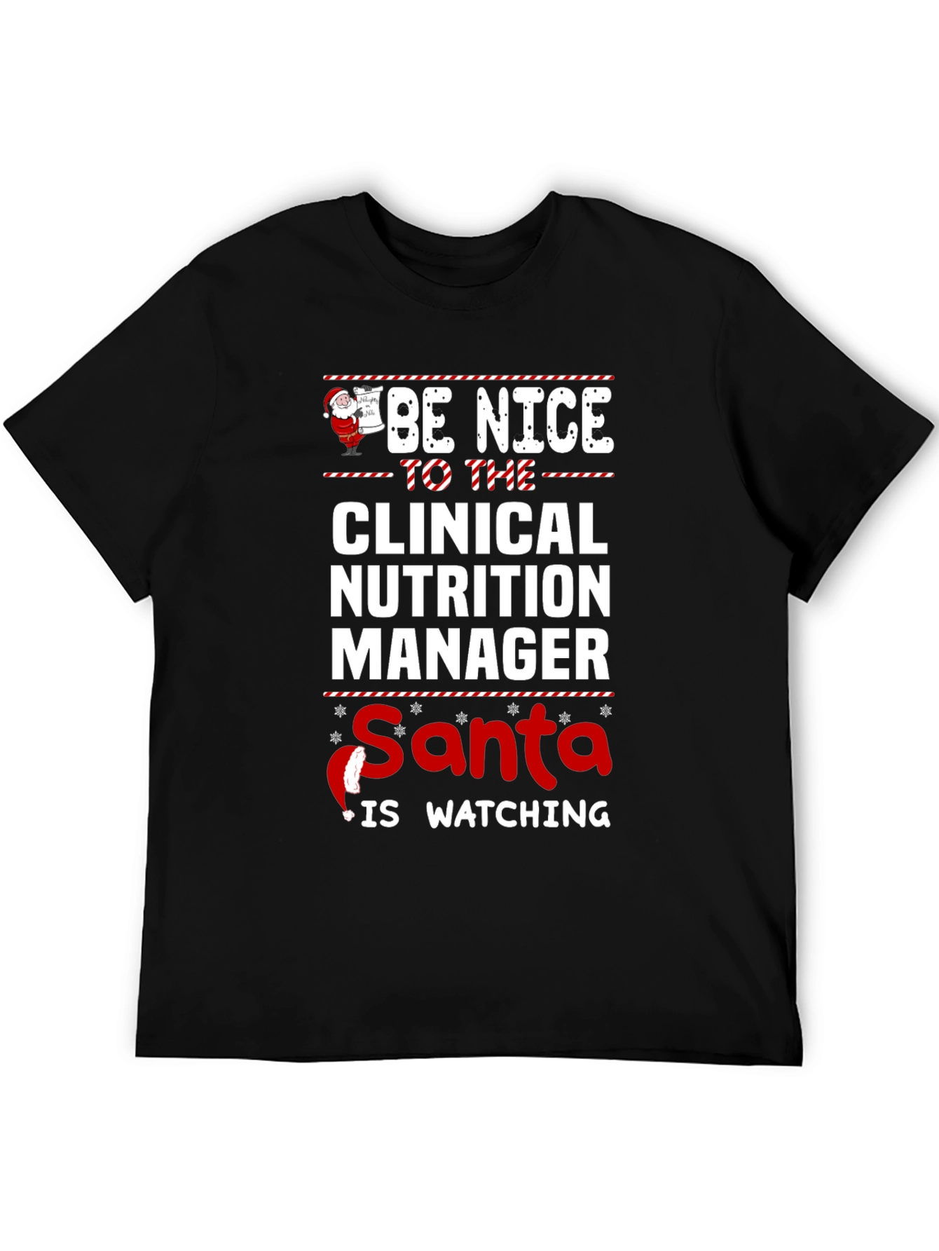 Funny Clinical Nutrition Manager Santa Watching T-Shirt