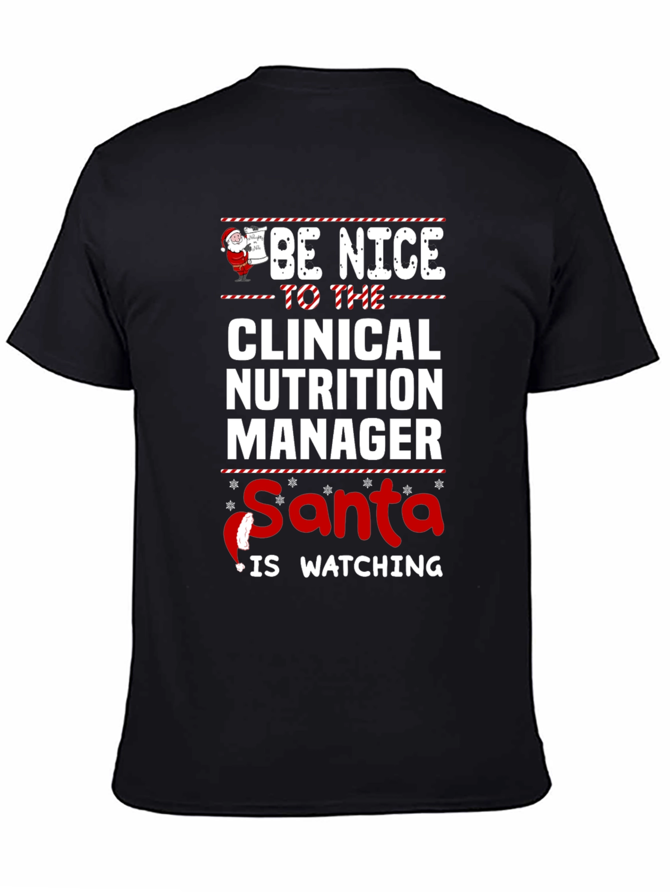 Funny Clinical Nutrition Manager Santa Watching T-Shirt