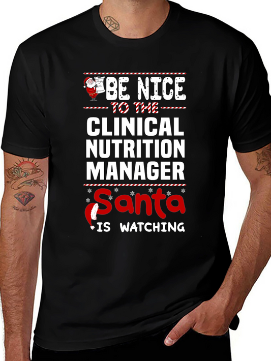 Funny Clinical Nutrition Manager Santa Watching T-Shirt