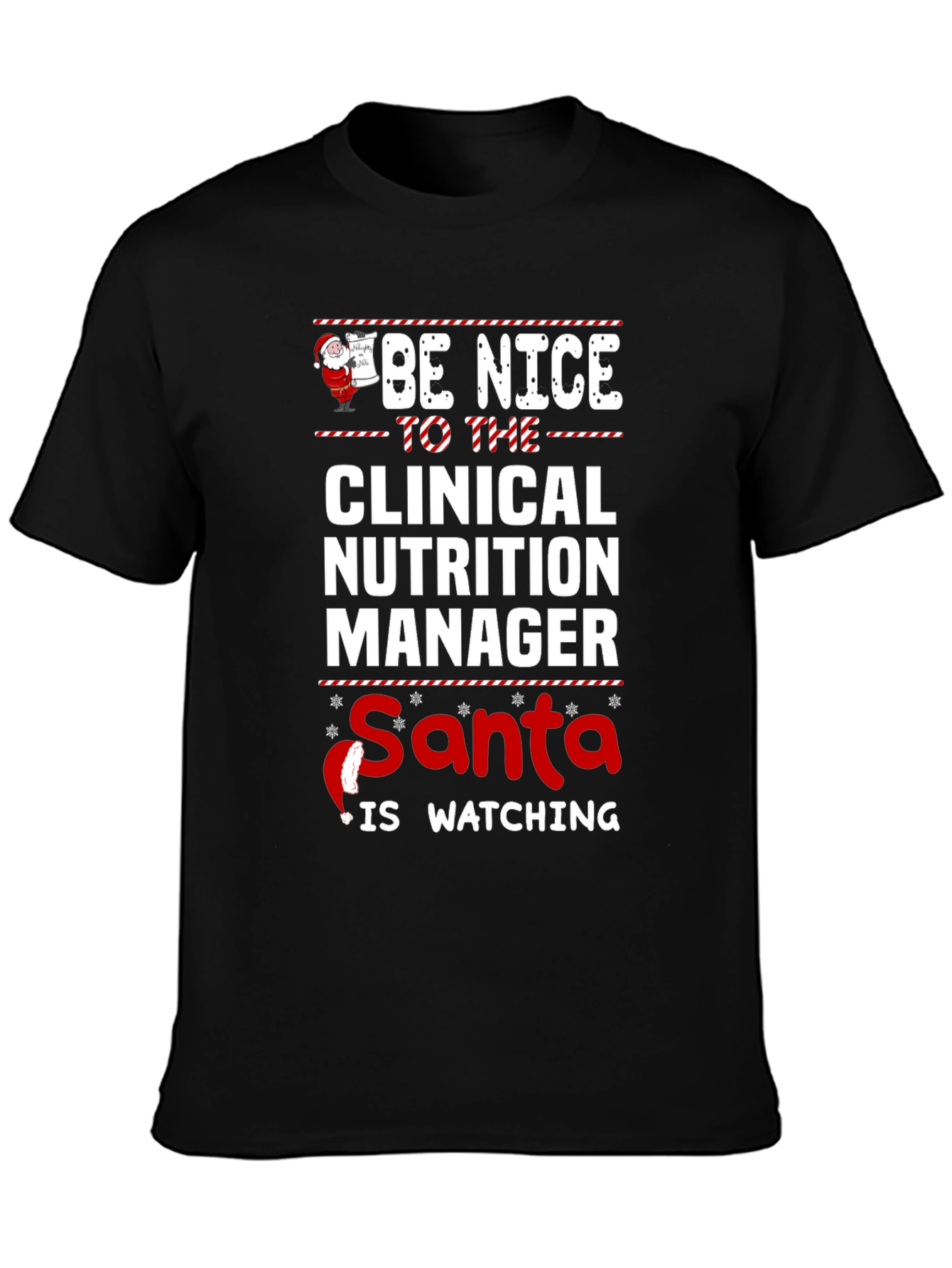 Funny Clinical Nutrition Manager Santa Watching T-Shirt