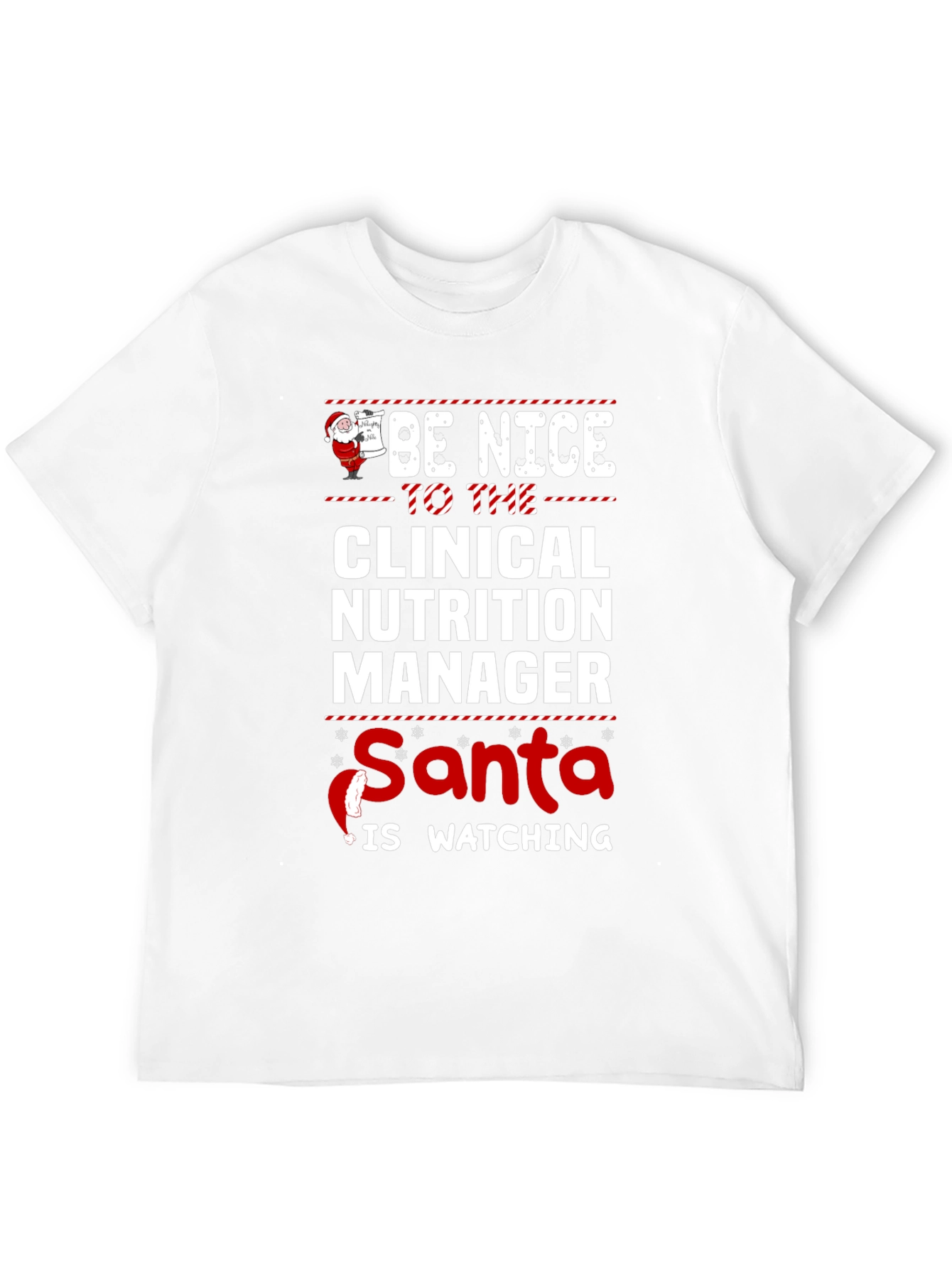 Funny Clinical Nutrition Manager Santa Watching T-Shirt