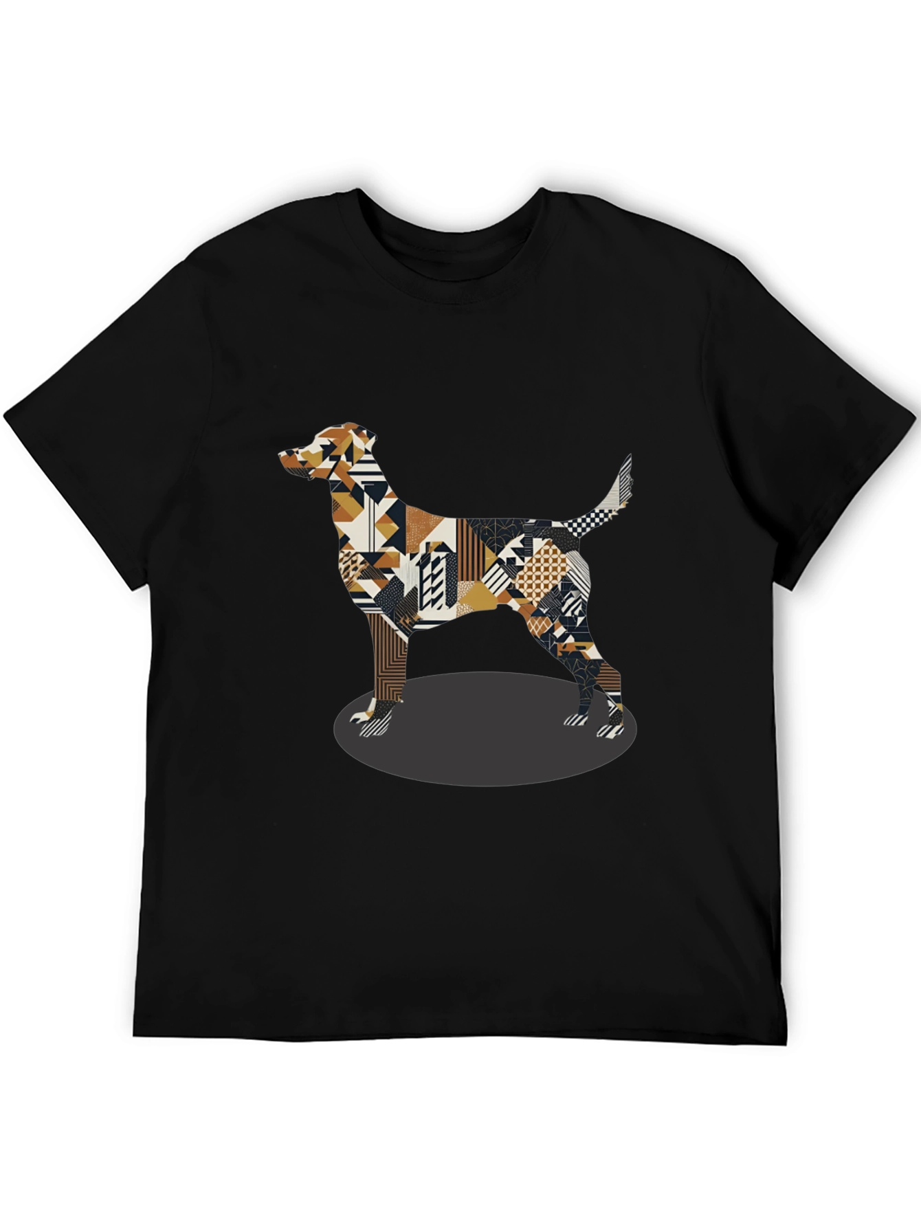 Geometric Dog Graphic Tee - Black