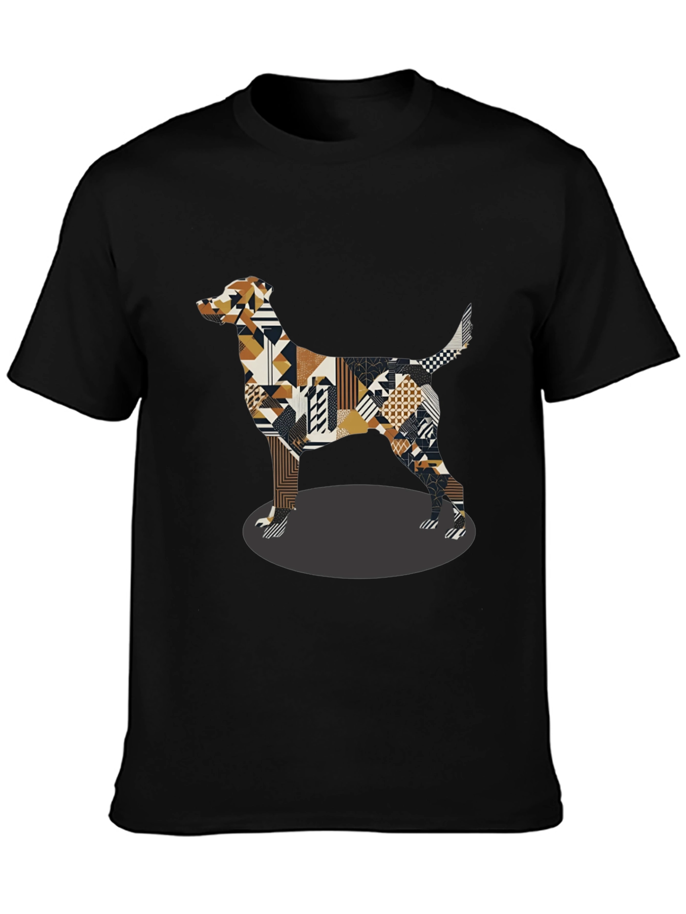 Geometric Dog Graphic Tee - Black