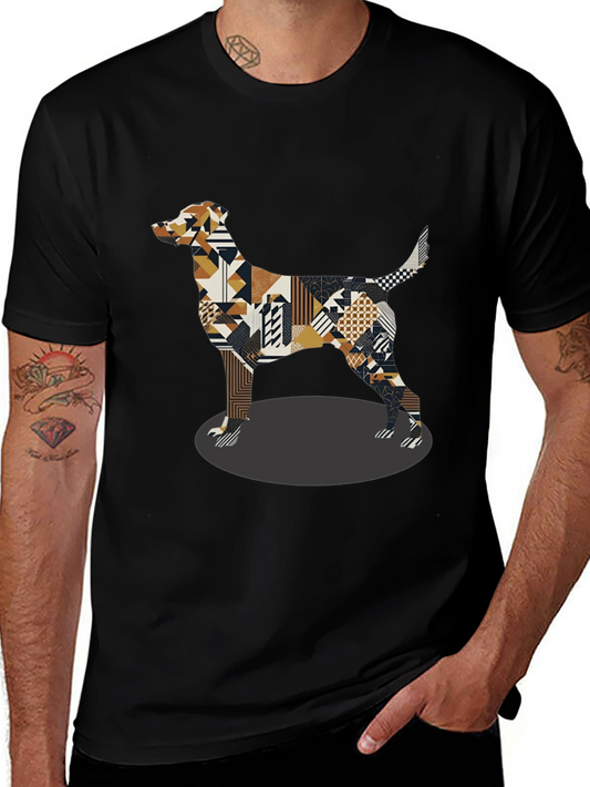 Geometric Dog Graphic Tee - Black