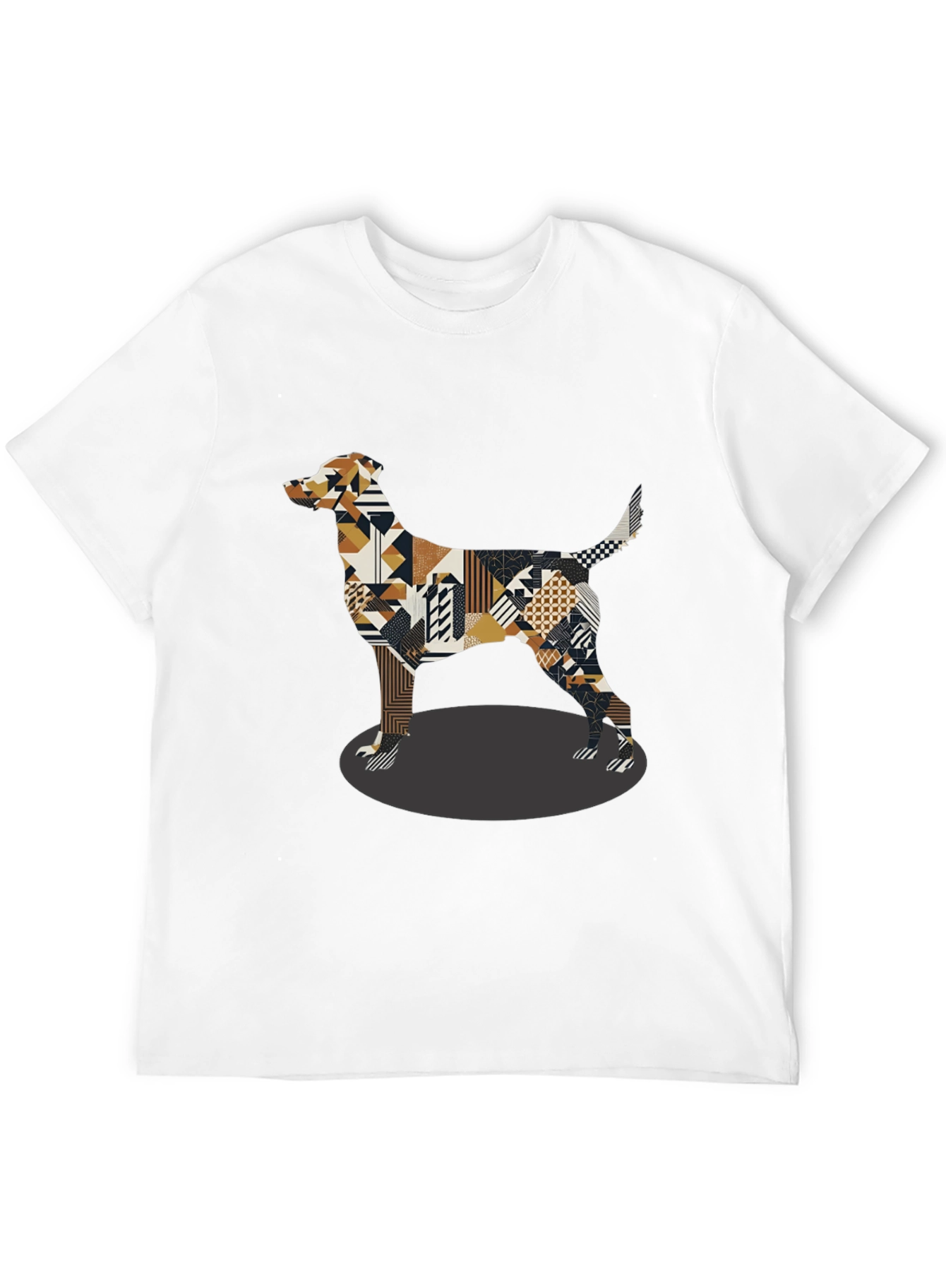 Geometric Dog Graphic Tee - Black