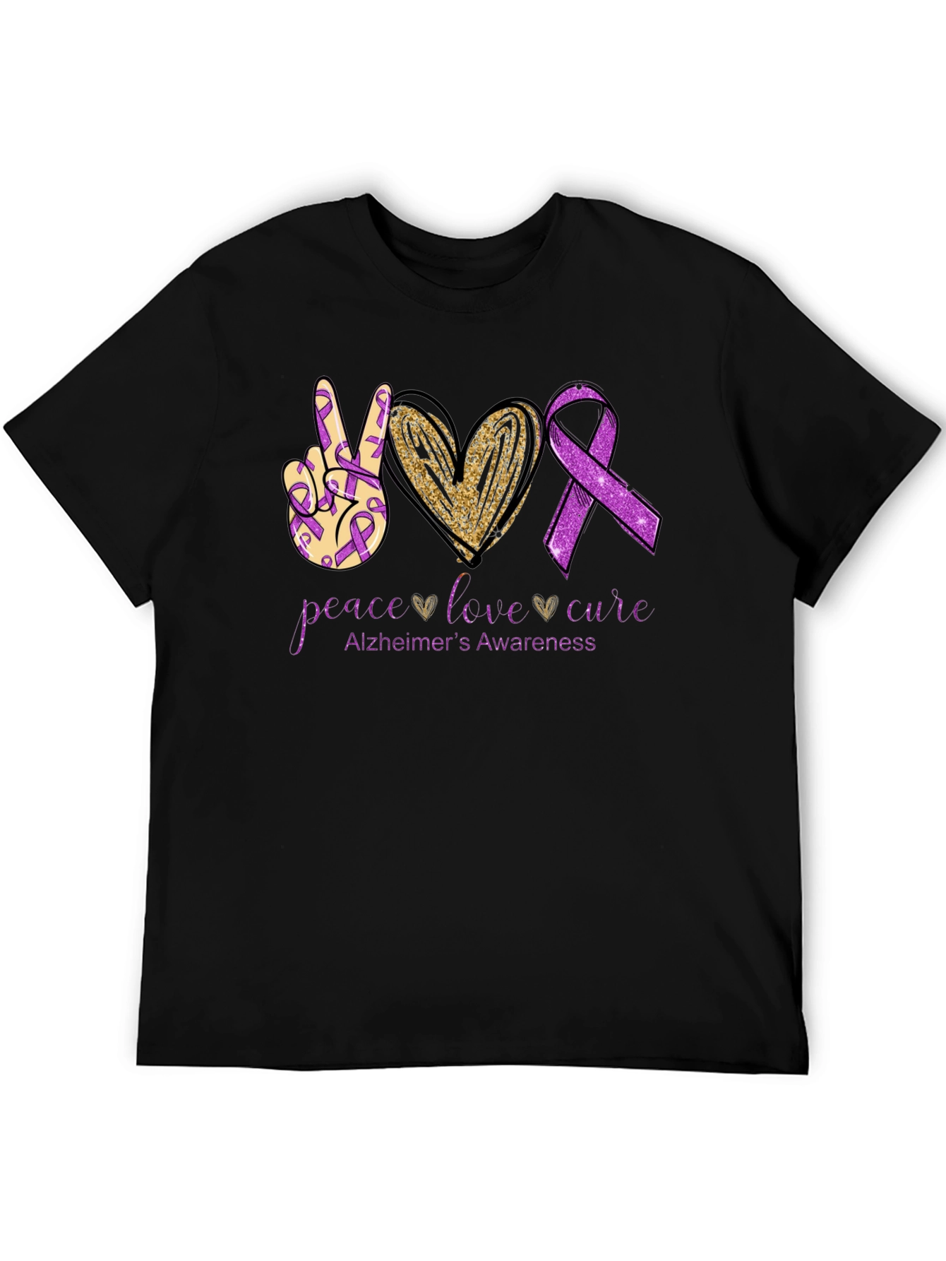 Peace Love Cure Alzheimers Awareness T-Shirt