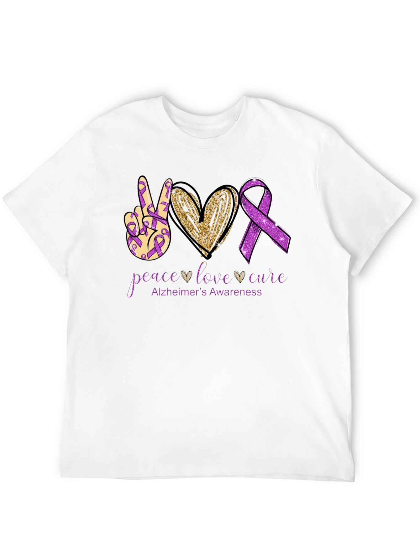 Peace Love Cure Alzheimers Awareness T-Shirt