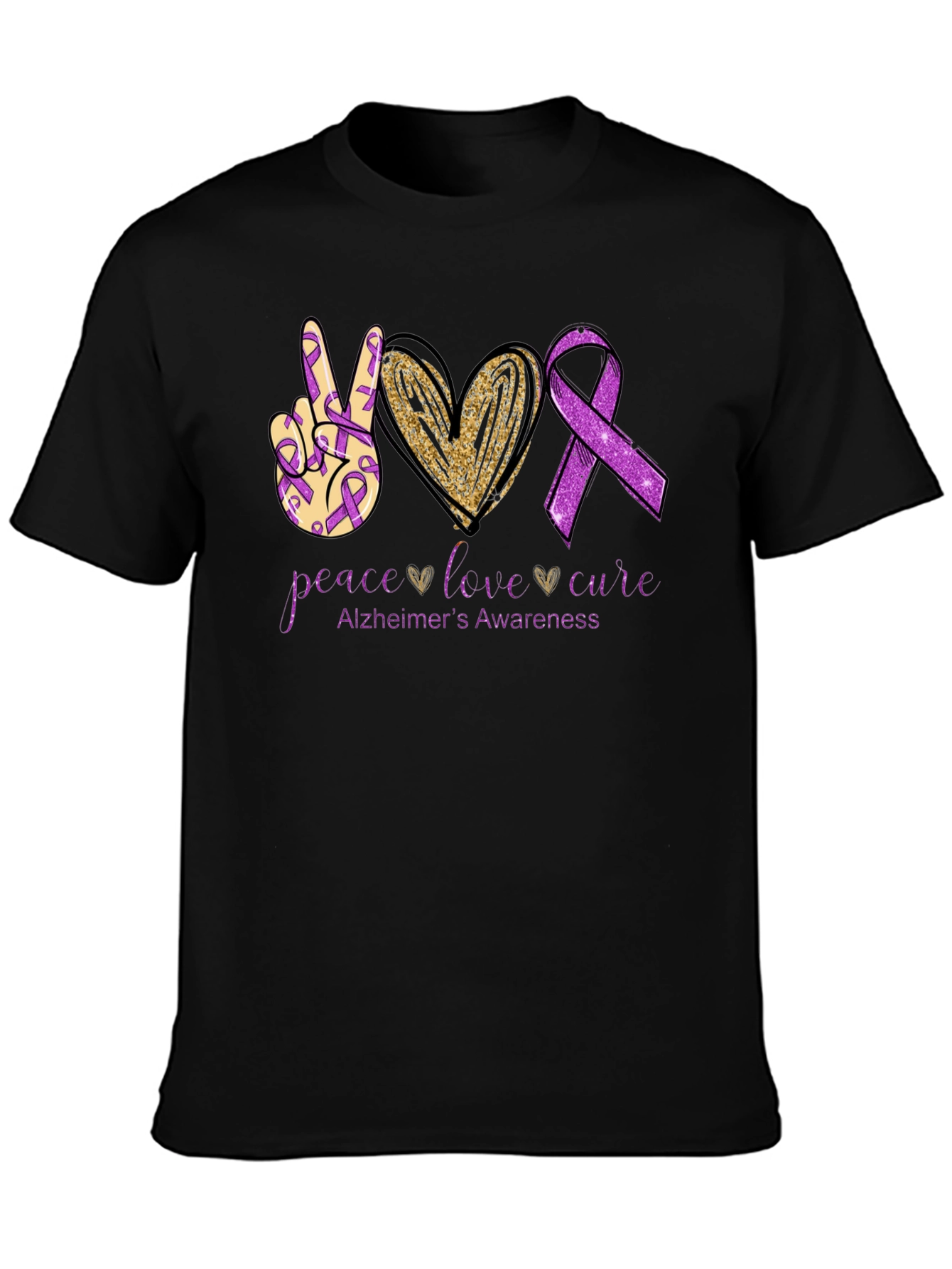 Peace Love Cure Alzheimers Awareness T-Shirt