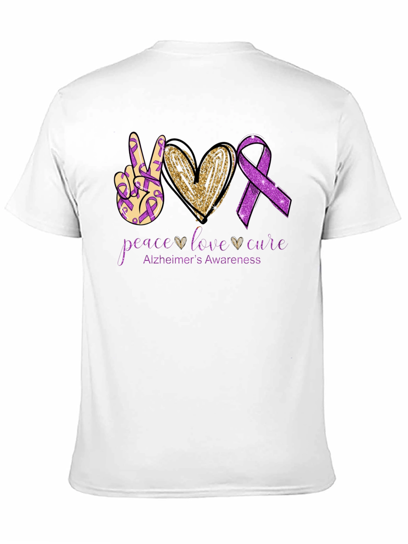 Peace Love Cure Alzheimers Awareness T-Shirt