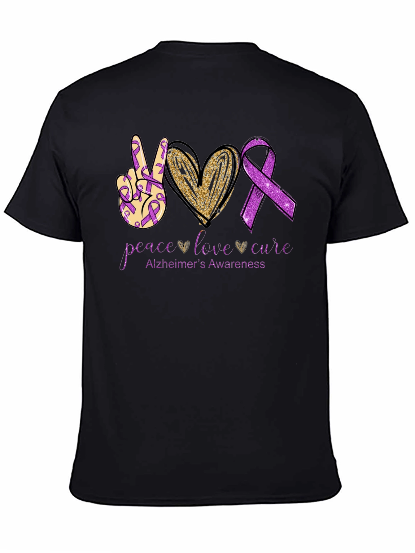 Peace Love Cure Alzheimers Awareness T-Shirt