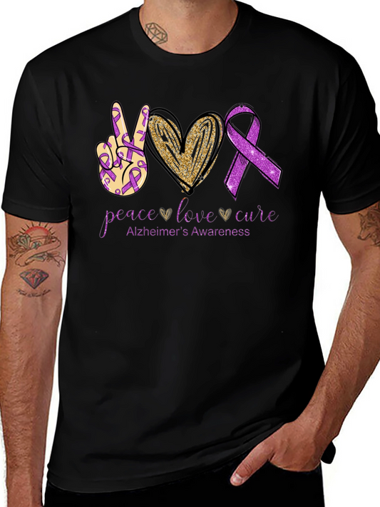 Peace Love Cure Alzheimers Awareness T-Shirt