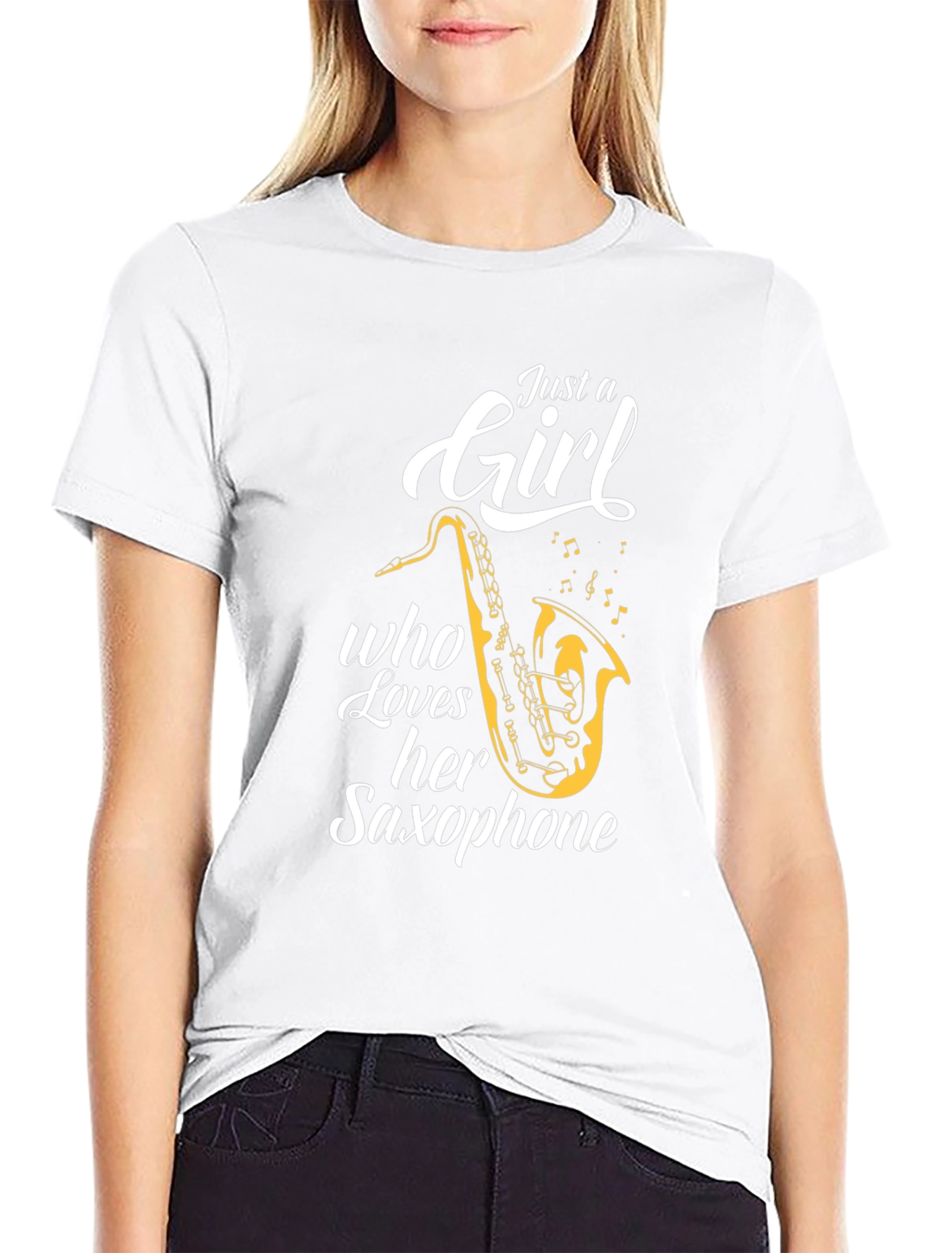 Just A Girl Who Loves Her Saxophone Black T-Shirt