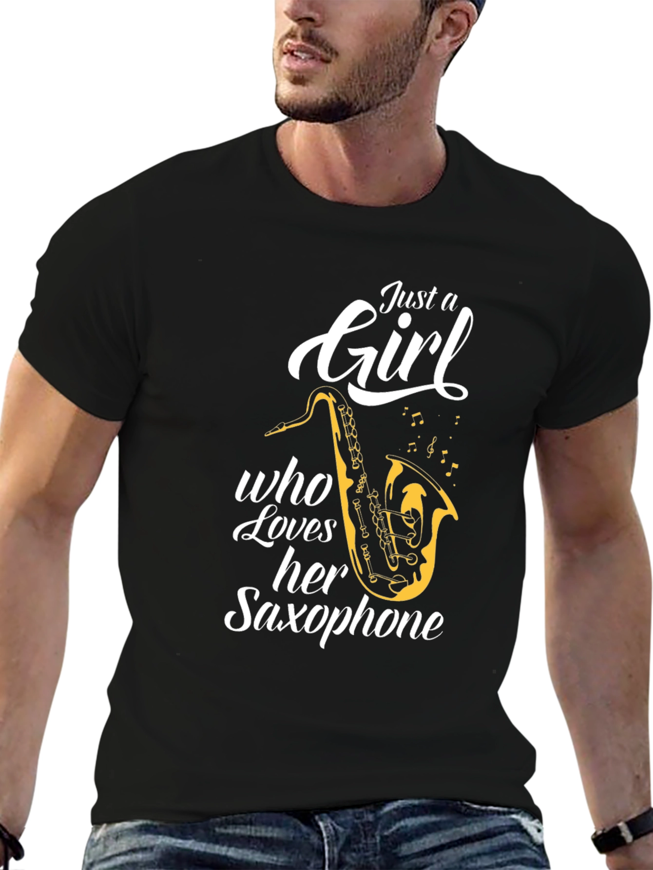Just A Girl Who Loves Her Saxophone Black T-Shirt