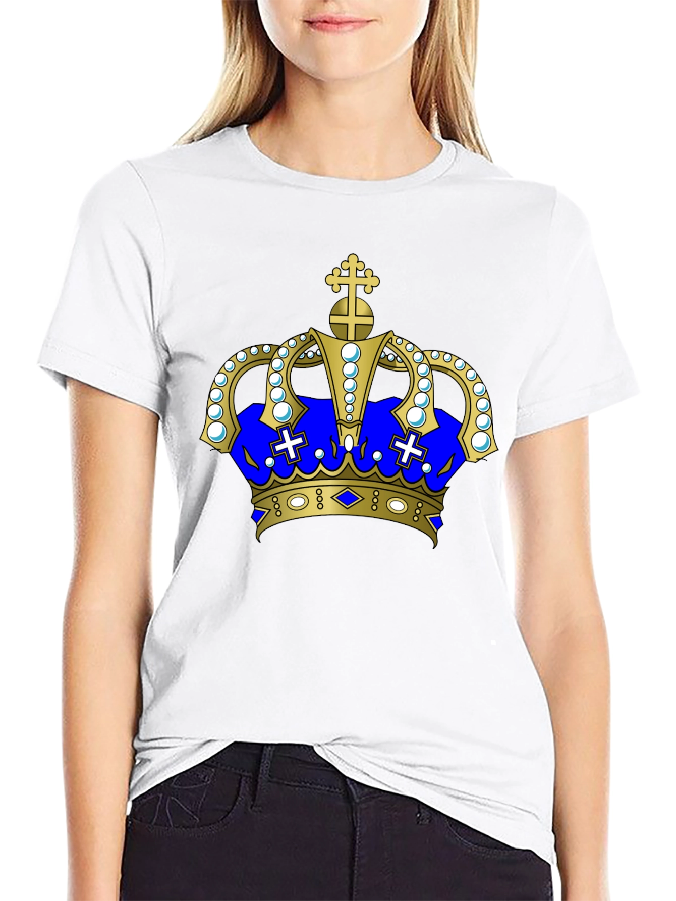 Regal Crown Graphic Tee - Black Cotton T-Shirt
