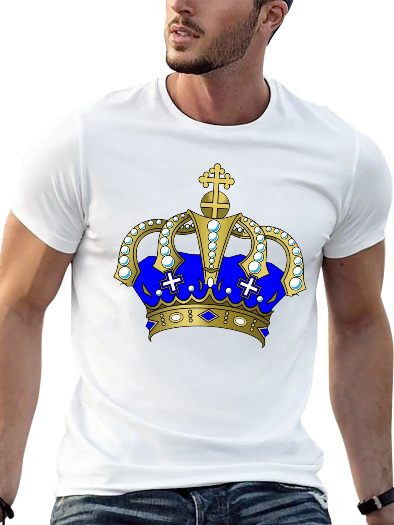 Regal Crown Graphic Tee - Black Cotton T-Shirt