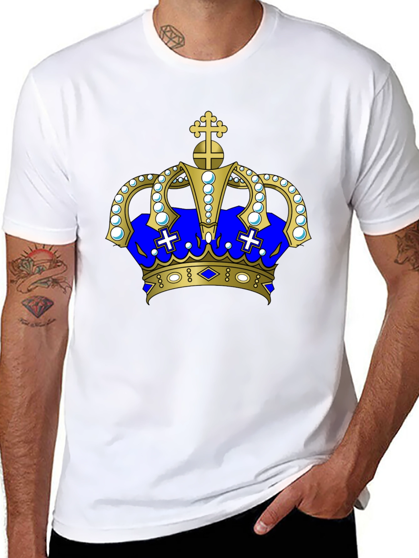 Regal Crown Graphic Tee - Black Cotton T-Shirt