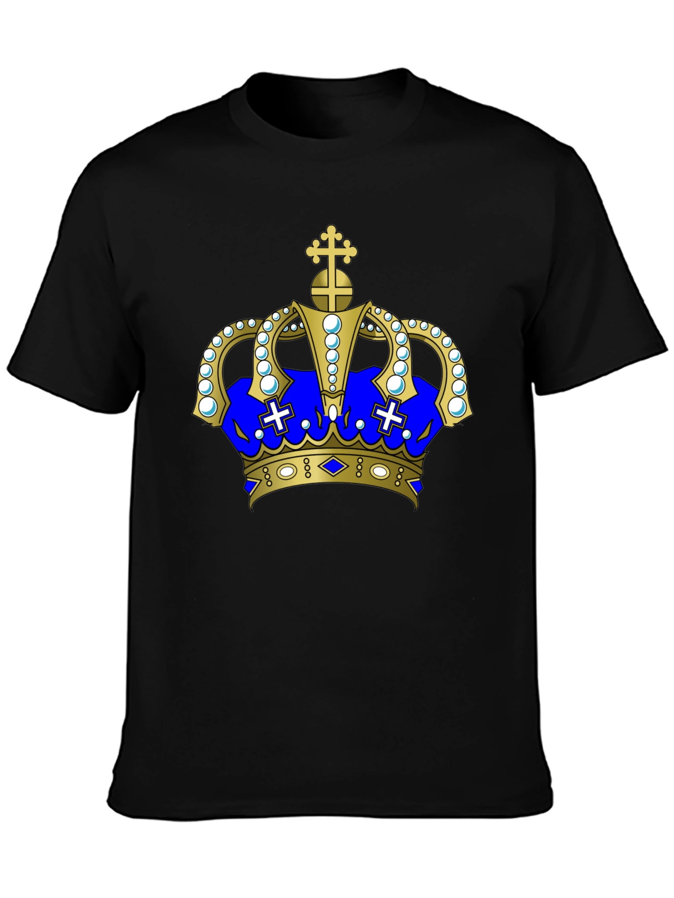 Regal Crown Graphic Tee - Black Cotton T-Shirt
