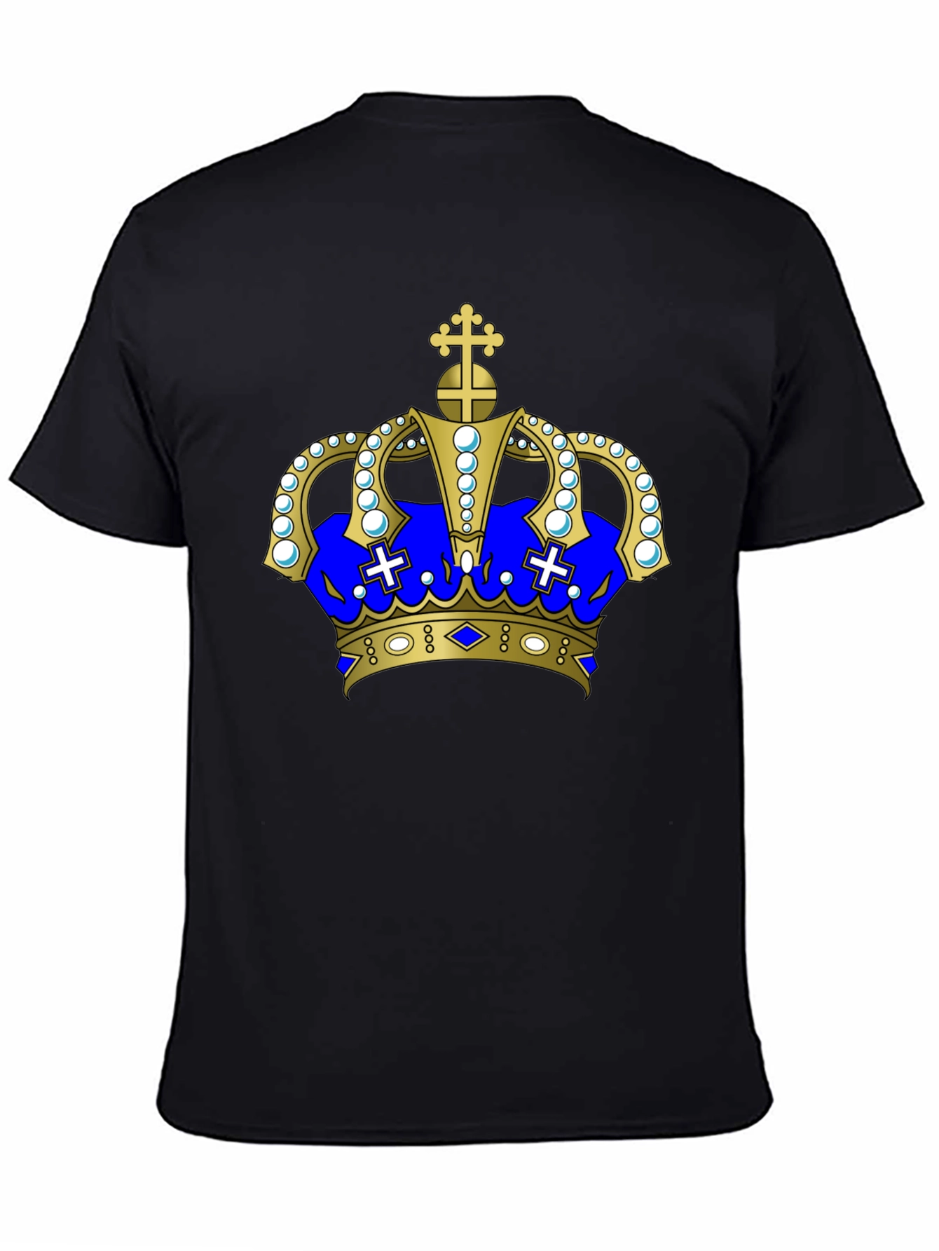 Regal Crown Graphic Tee - Black Cotton T-Shirt