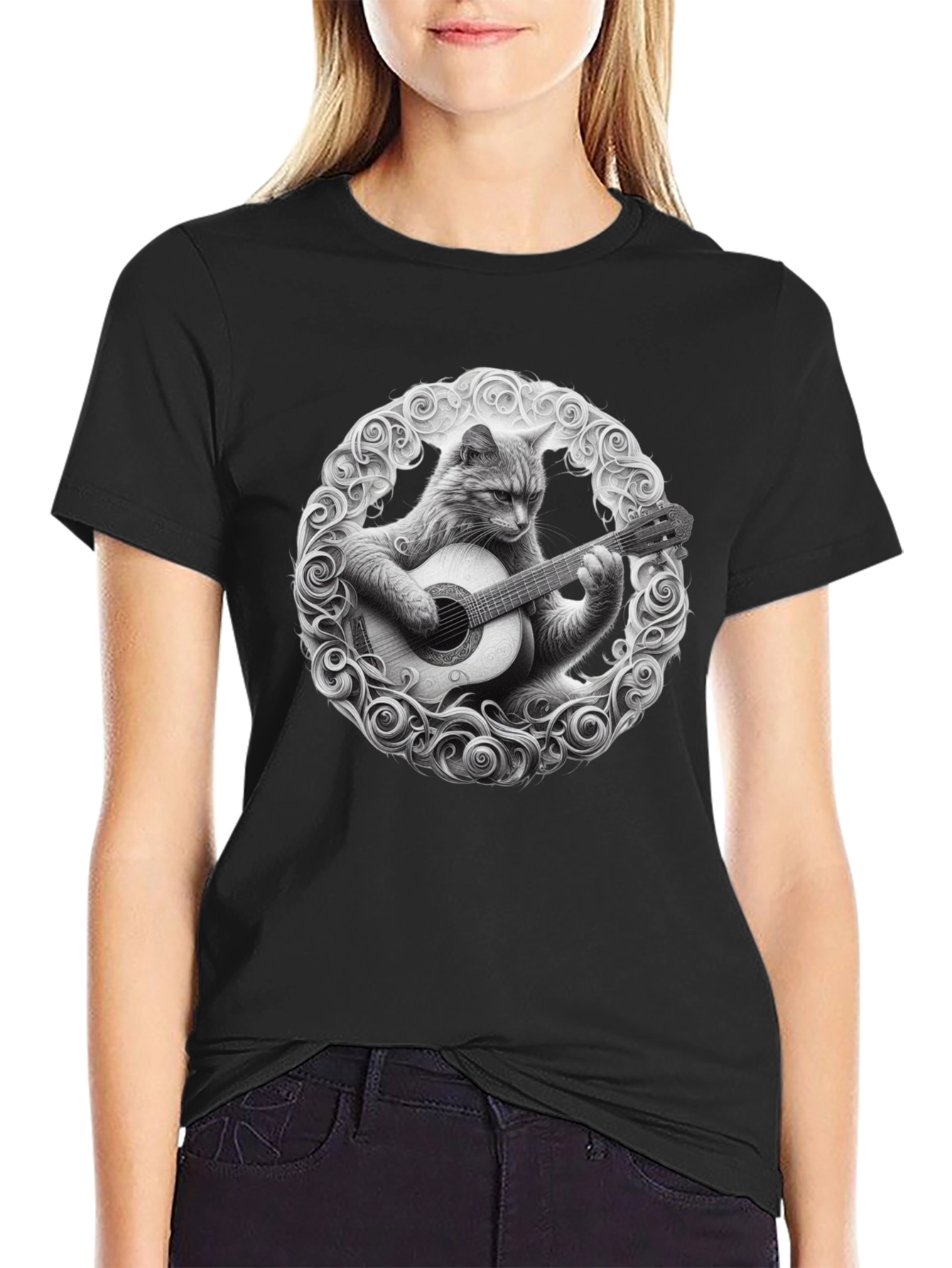 Cat Playing Guitar T-Shirt - Unique Graphic Tee