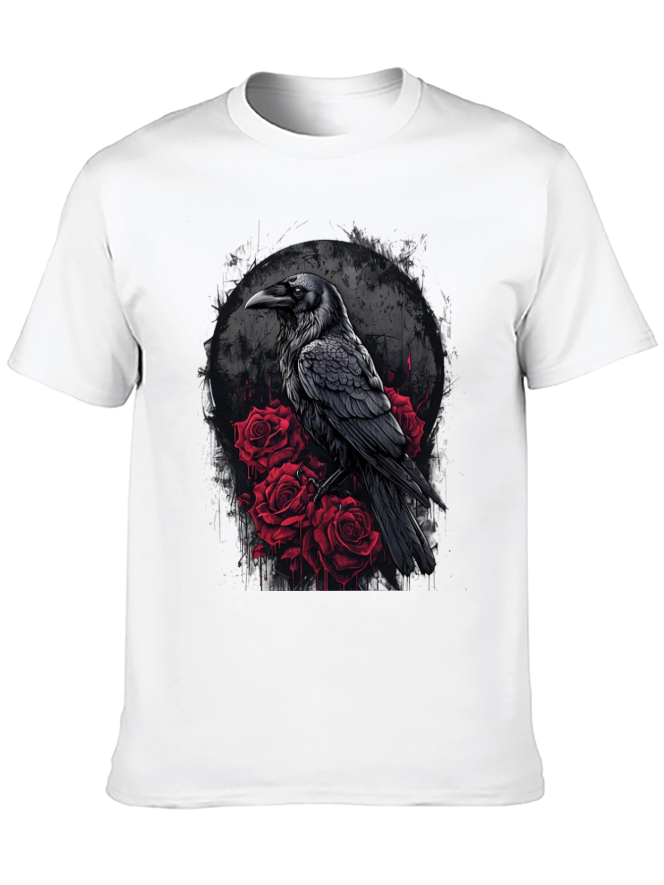 Raven and Roses Graphic Tee - Gothic Style