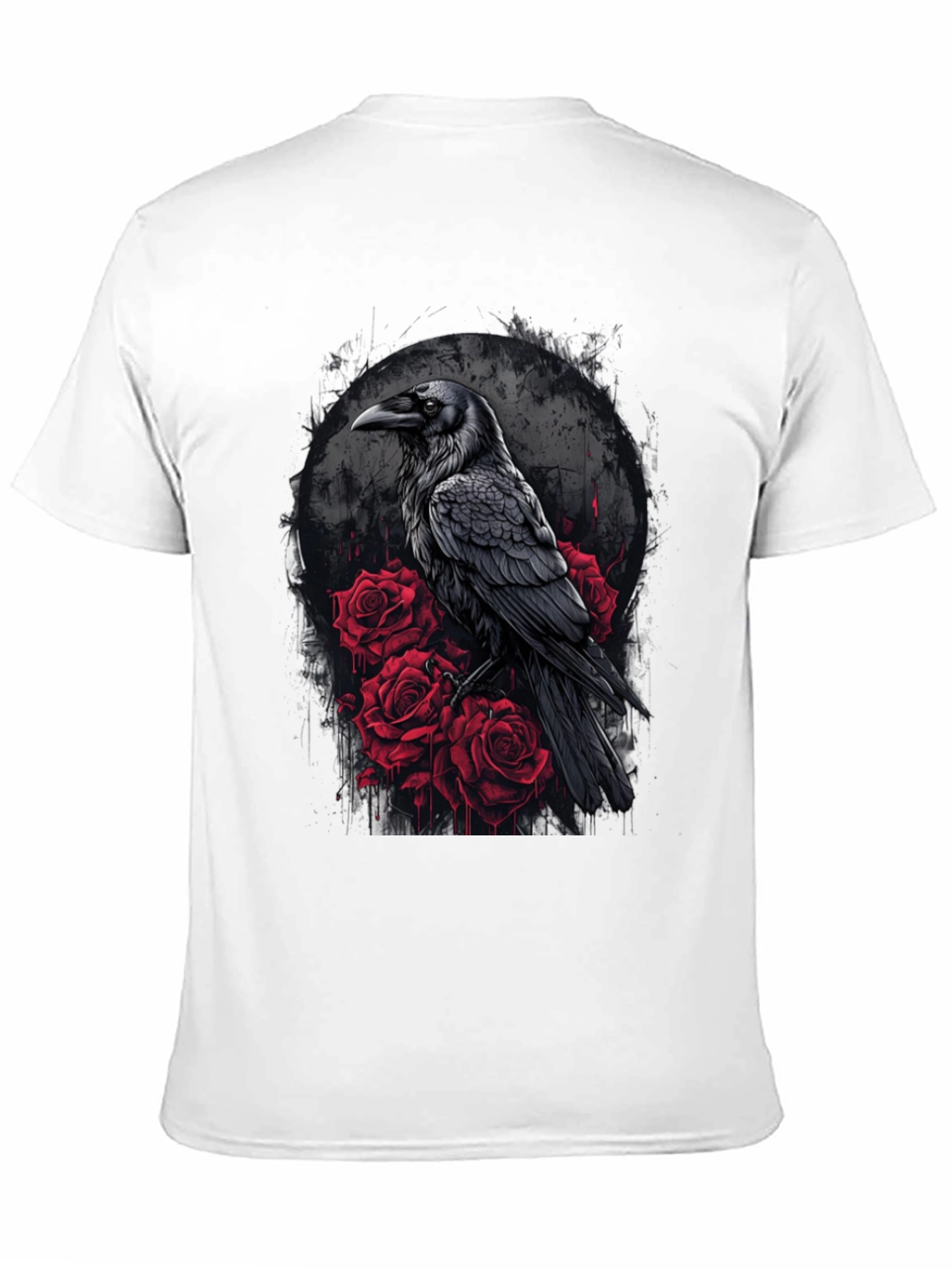 Raven and Roses Graphic Tee - Gothic Style