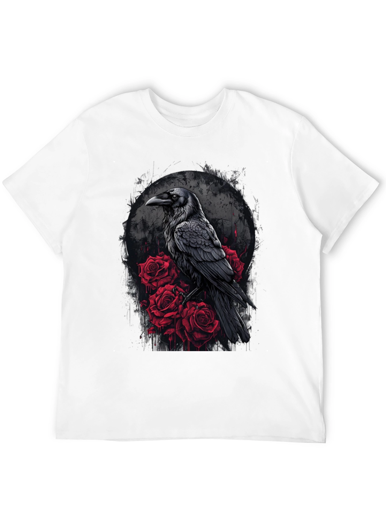 Raven and Roses Graphic Tee - Gothic Style