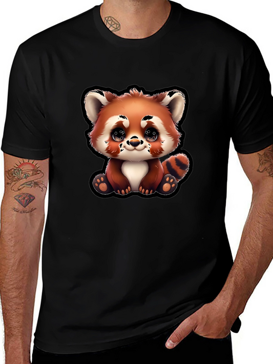Cute Red Panda Cartoon Black T-Shirt