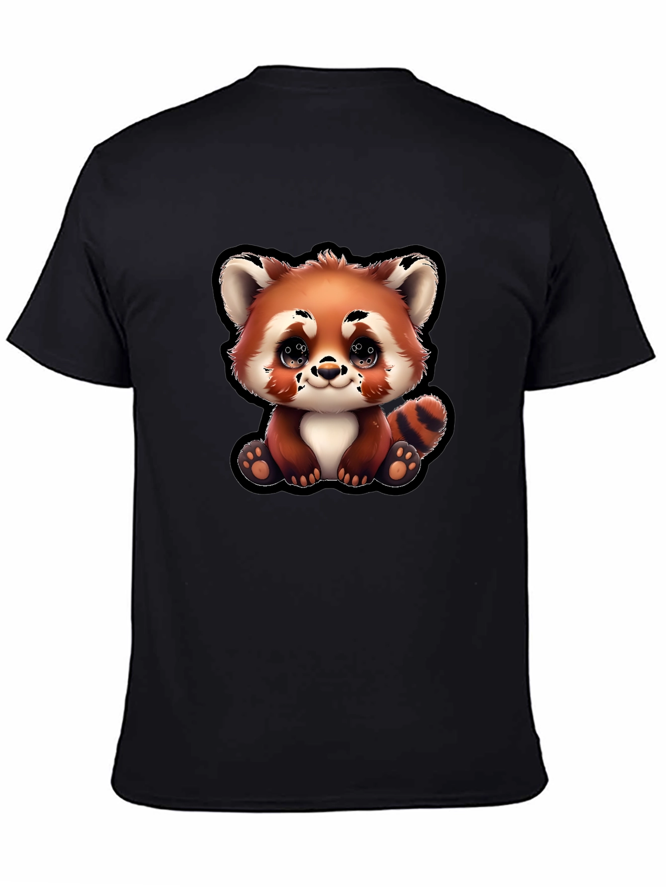 Cute Red Panda Cartoon Black T-Shirt