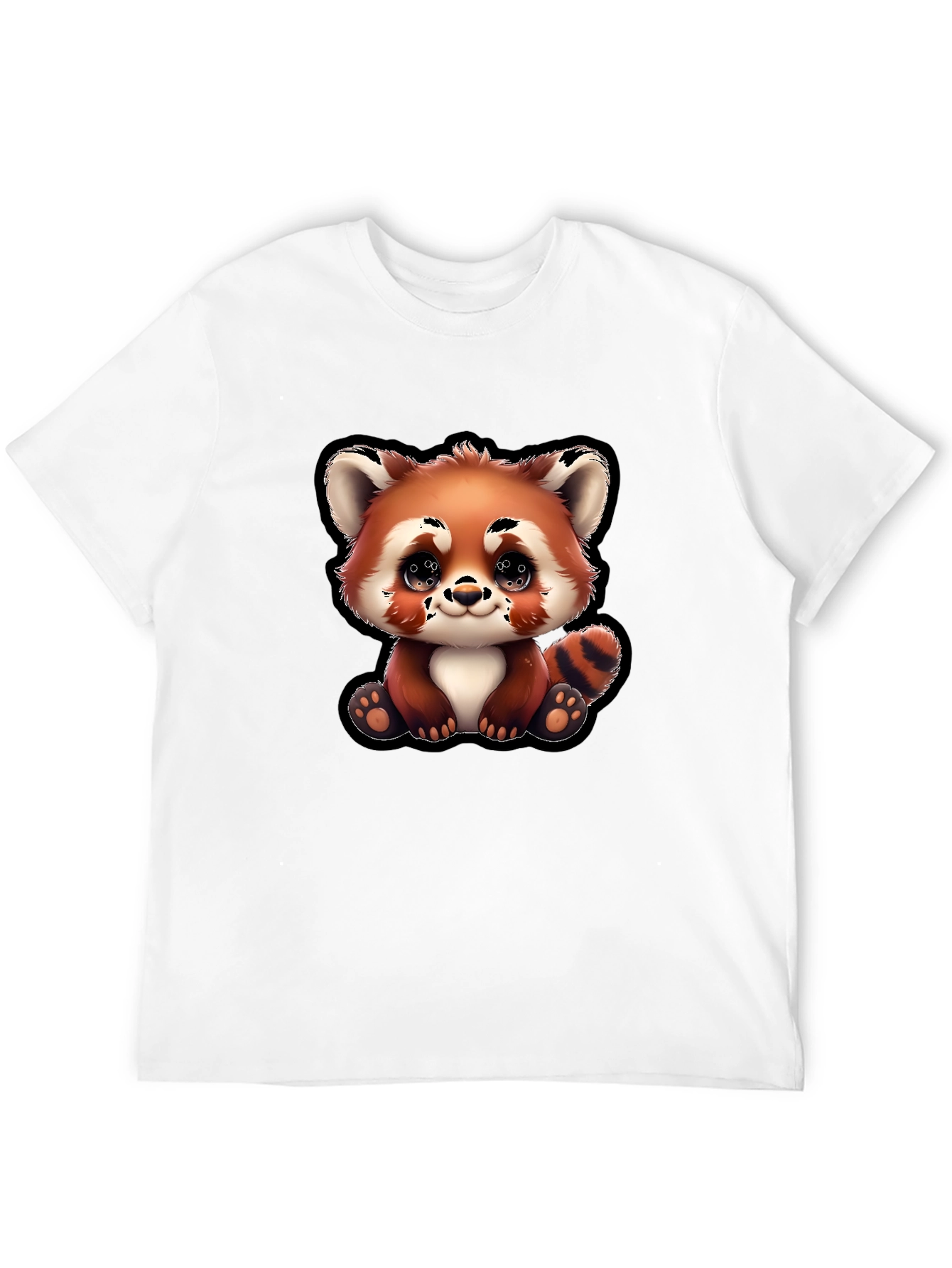 Cute Red Panda Cartoon Black T-Shirt