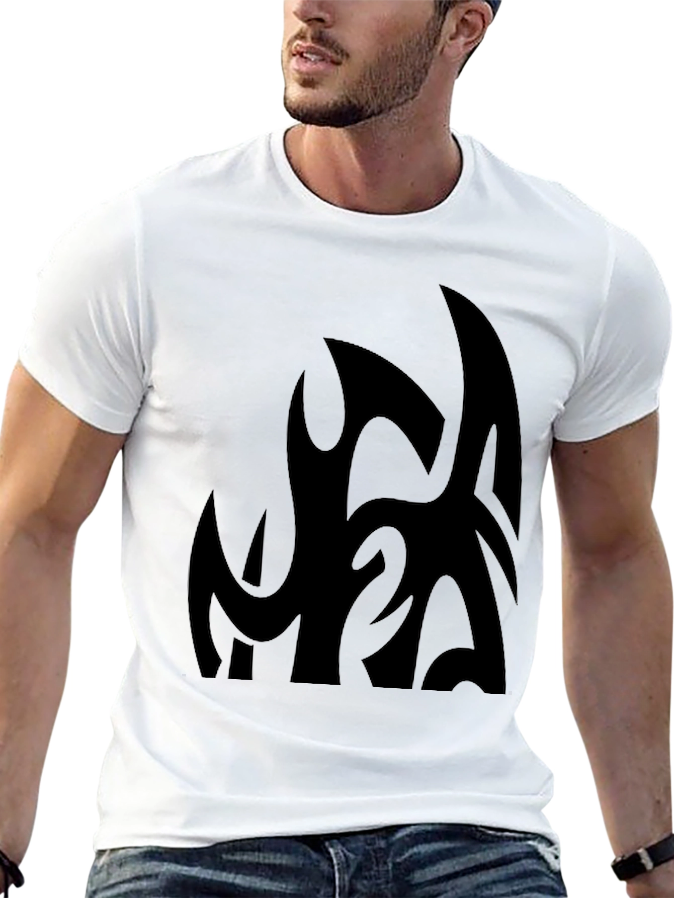 Black Graphic Tee - Abstract Design Casual Fit