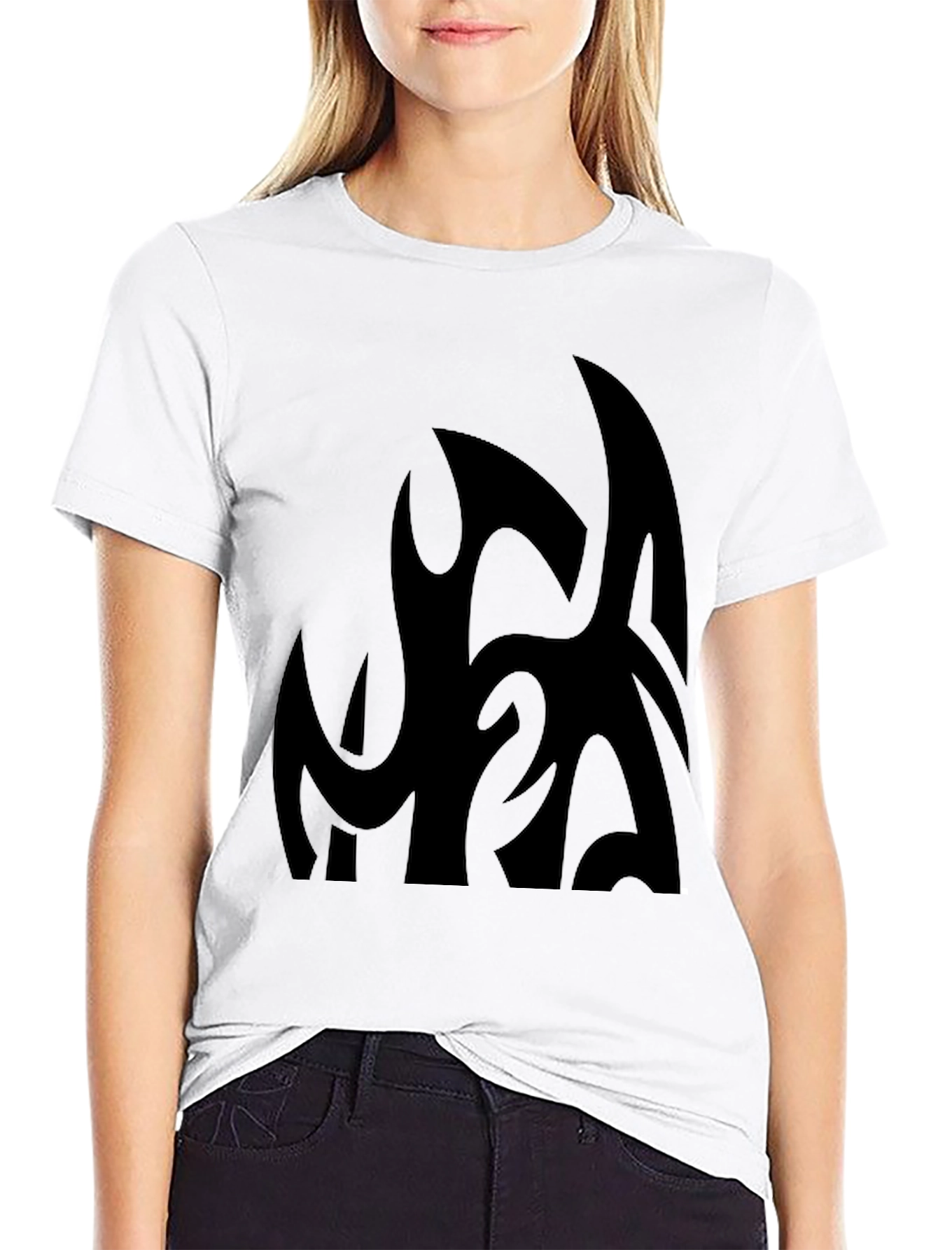 Black Graphic Tee - Abstract Design Casual Fit