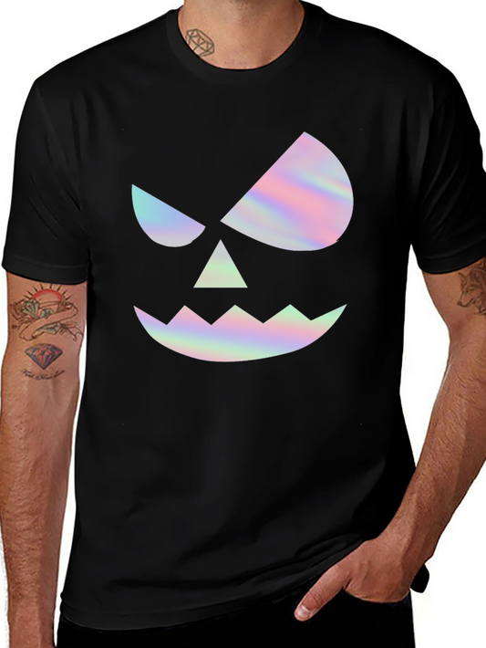 Halloween Pumpkin Face Graphic Tee - Mens Black T-Shirt