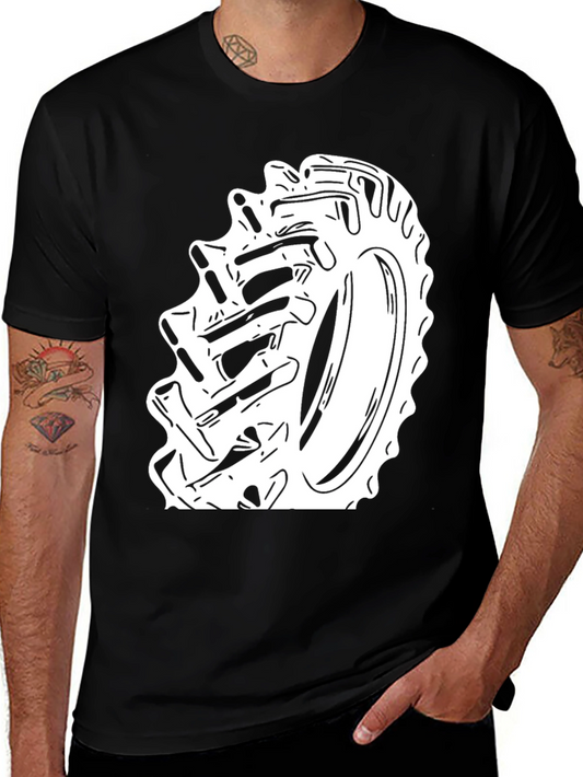 Tractor Tire Graphic Tee - Black Cotton Comfort