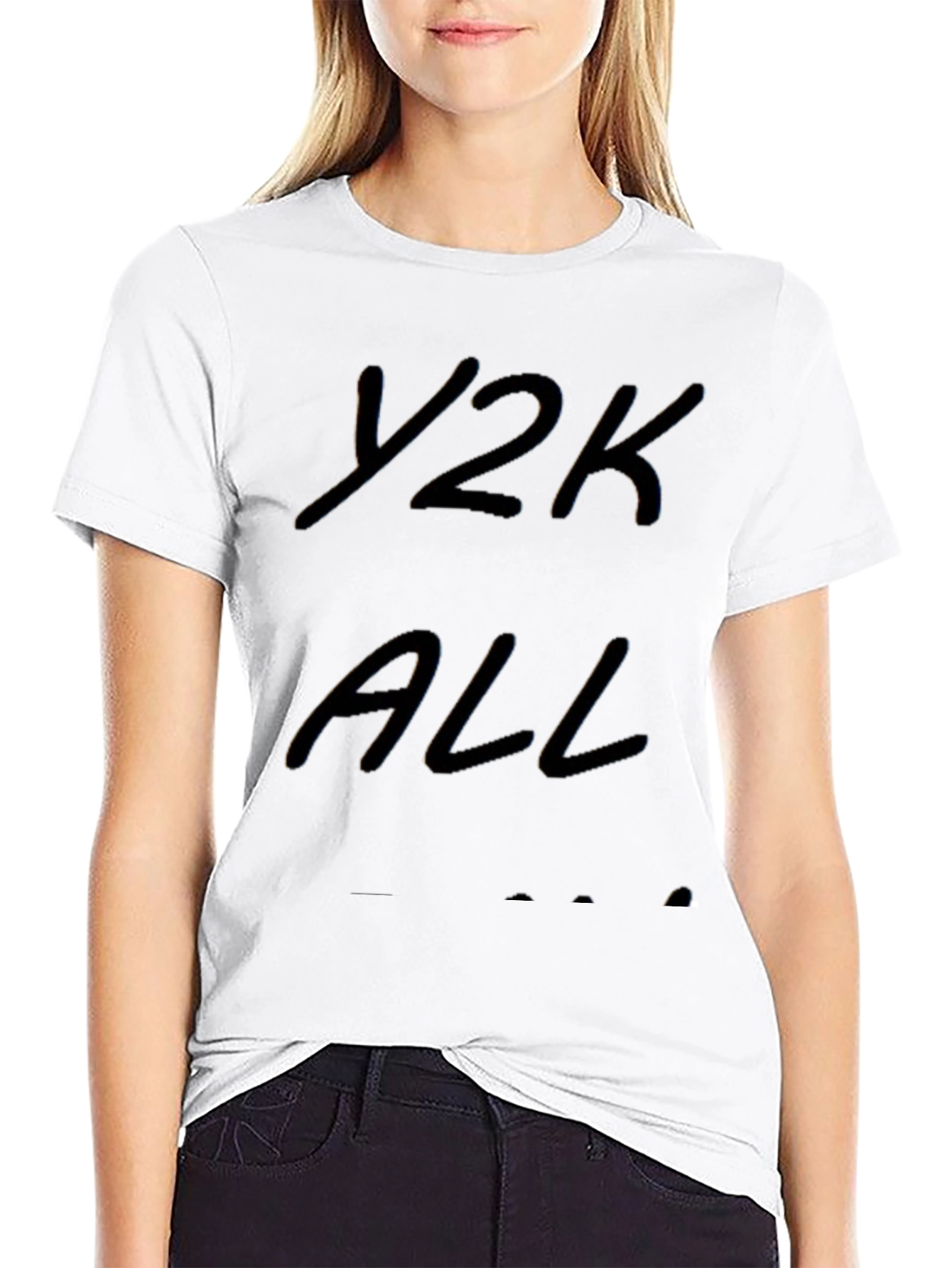 Y2K ALL T-Shirt - Black Casual Style