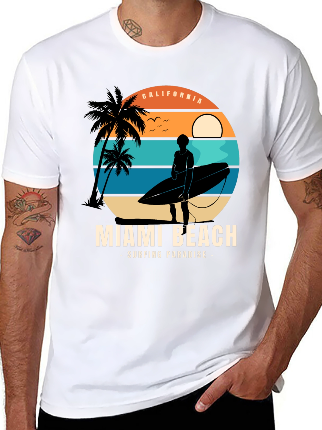 Miami Beach Surfing Paradise Graphic Tee