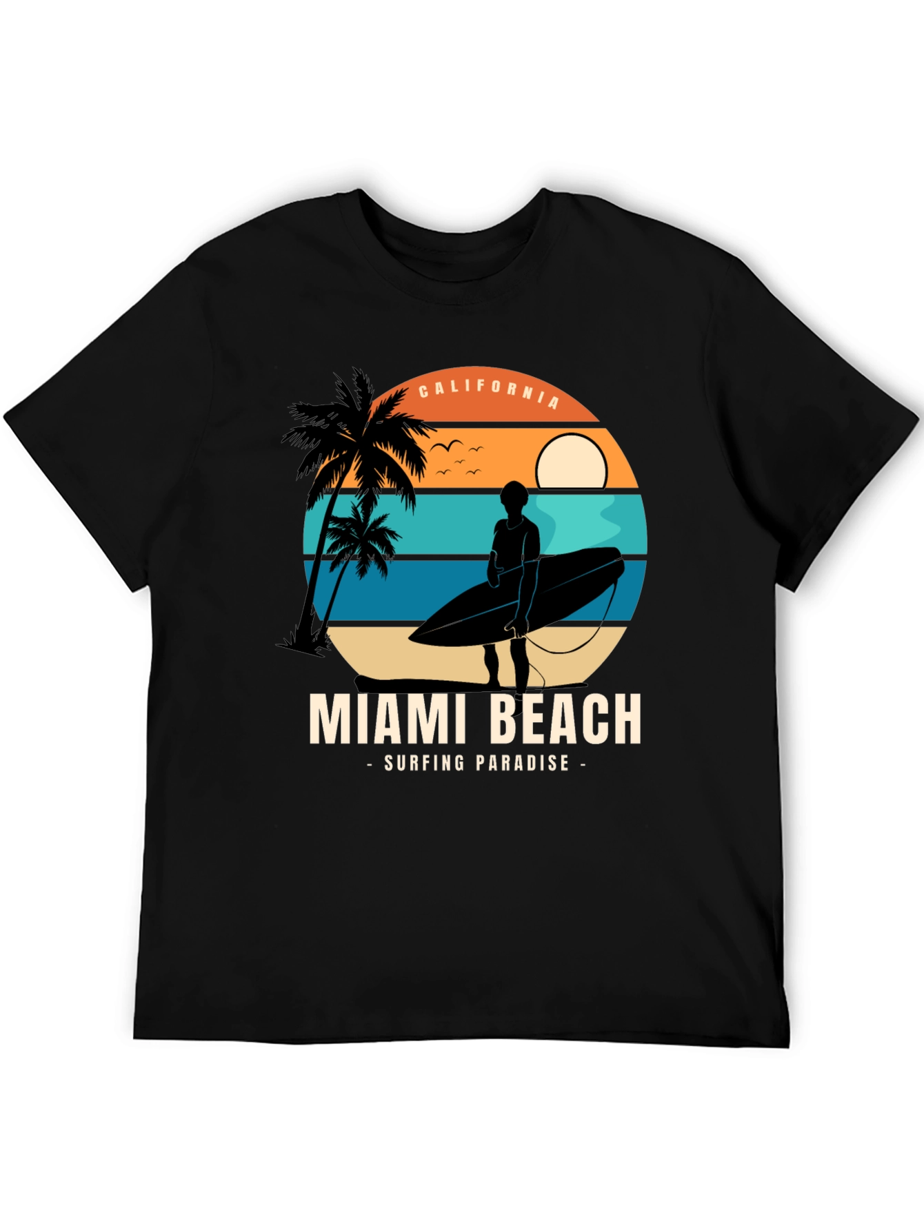Miami Beach Surfing Paradise Graphic Tee