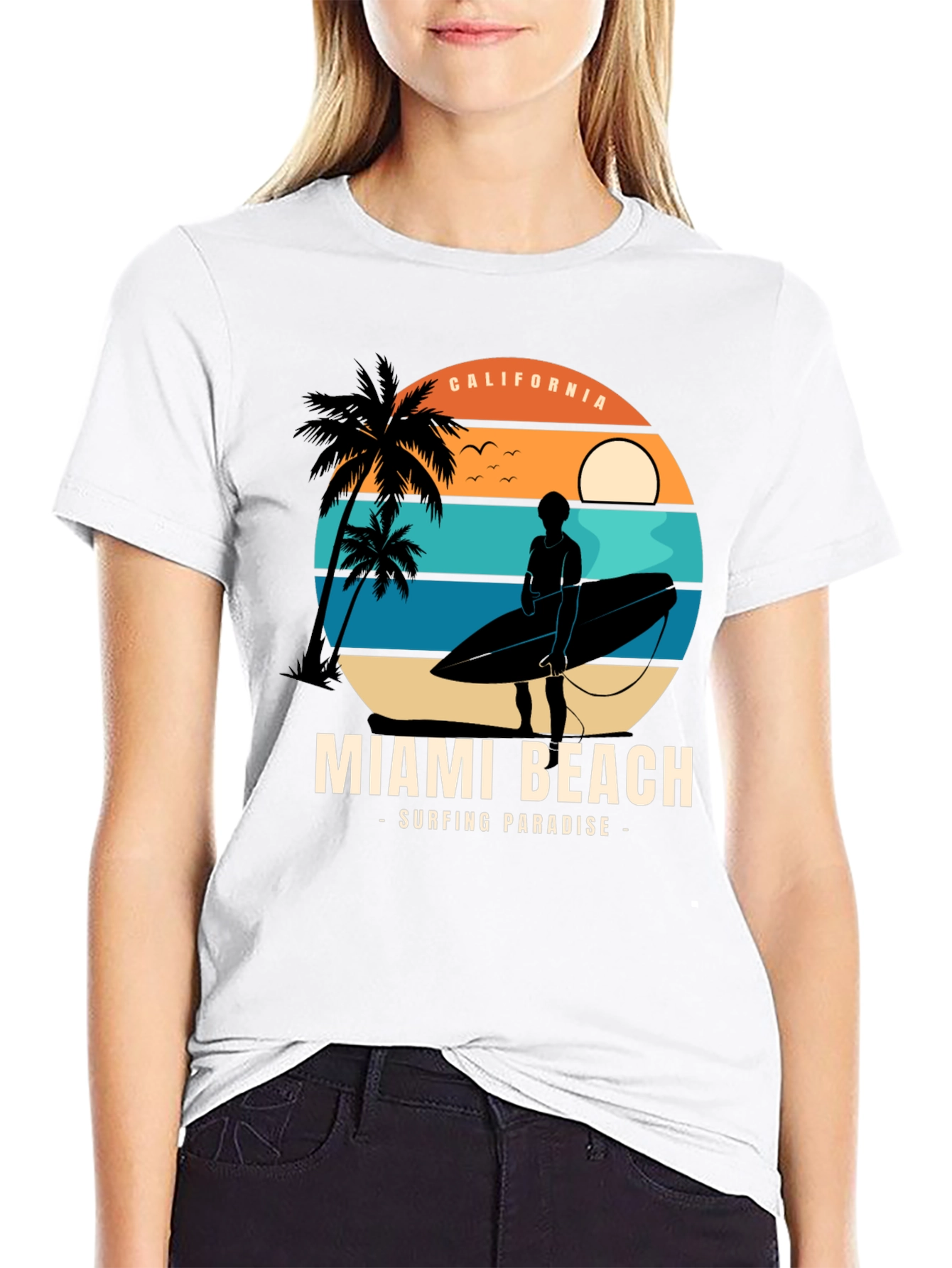Miami Beach Surfing Paradise Graphic Tee