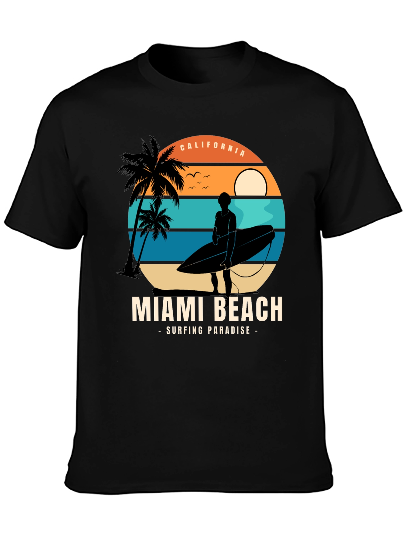 Miami Beach Surfing Paradise Graphic Tee