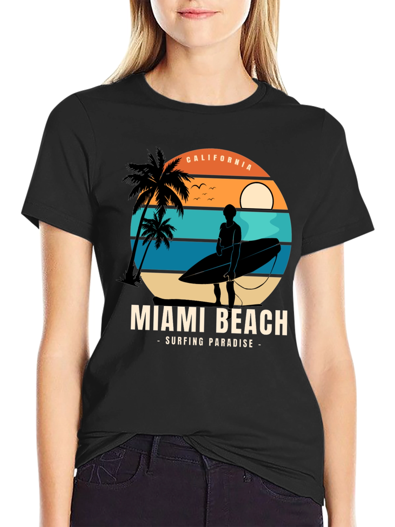Miami Beach Surfing Paradise Graphic Tee