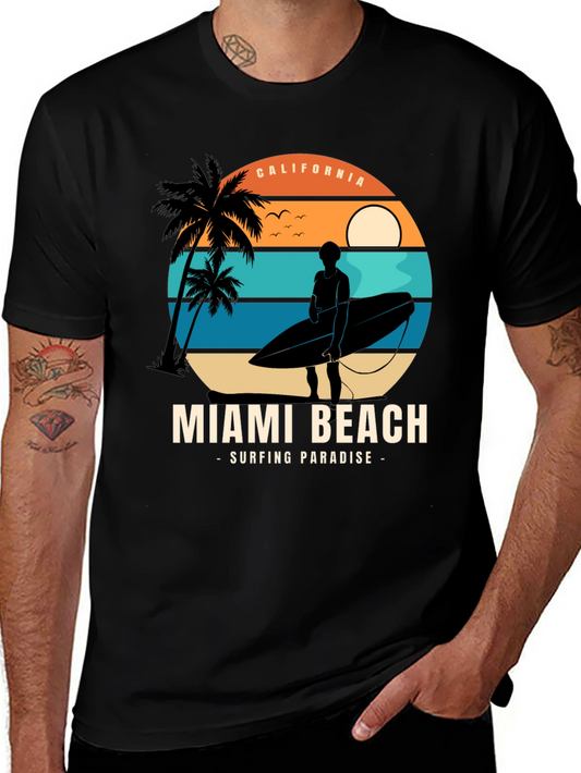 Miami Beach Surfing Paradise Graphic Tee