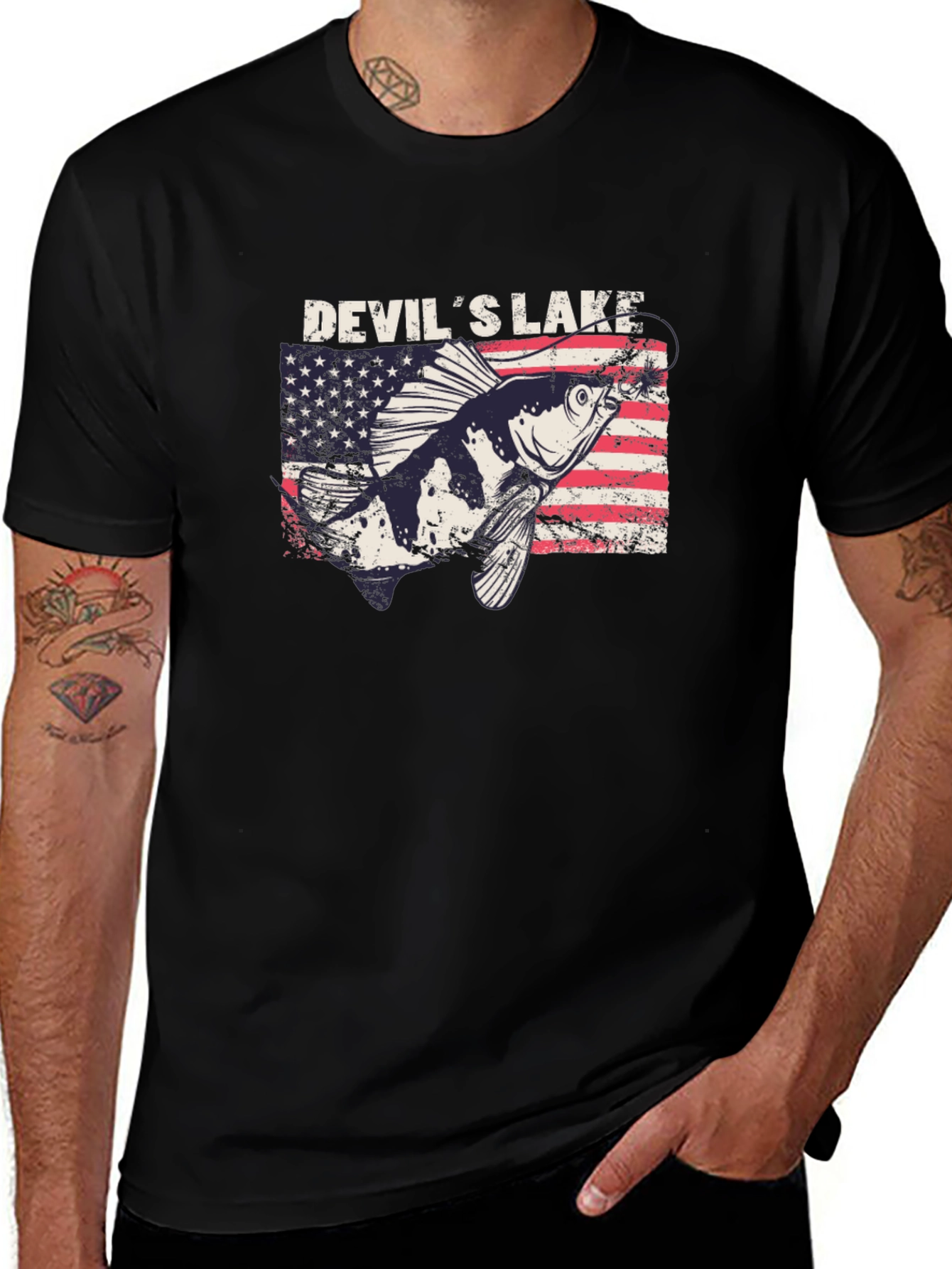 Devils Lake Fishing T-Shirt - Patriotic Angler Tee