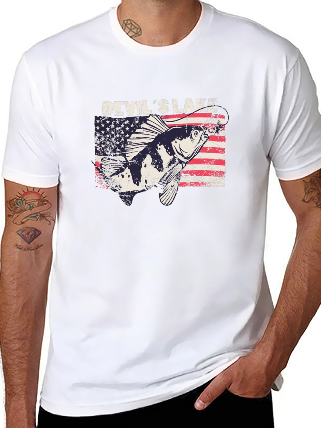 Devils Lake Fishing T-Shirt - Patriotic Angler Tee