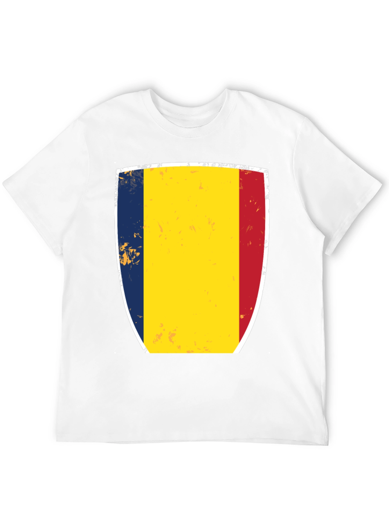 Romania Flag Shield T-Shirt - Black Cotton Tee