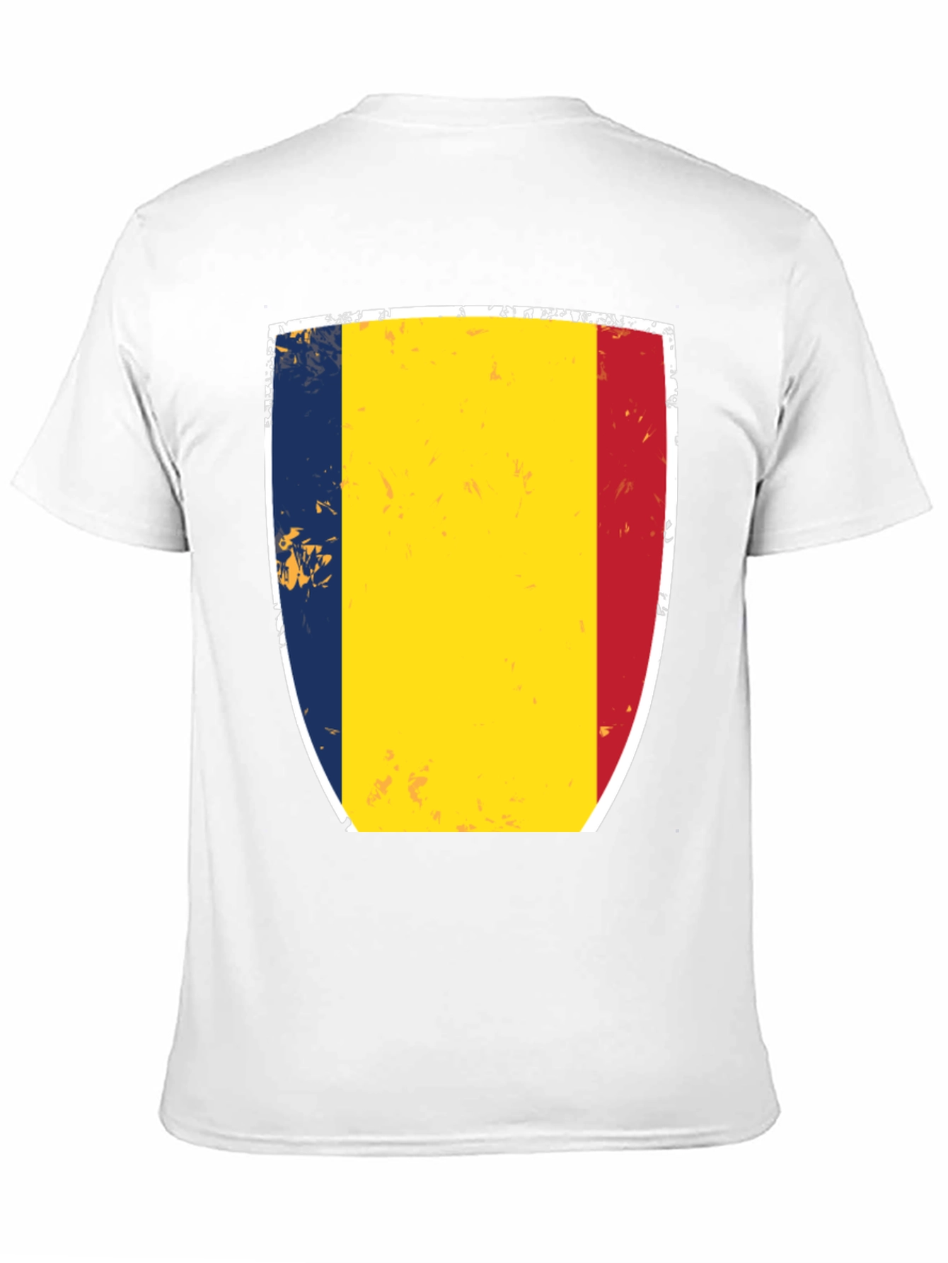 Romania Flag Shield T-Shirt - Black Cotton Tee