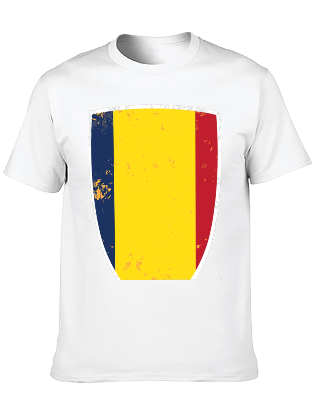 Romania Flag Shield T-Shirt - Black Cotton Tee
