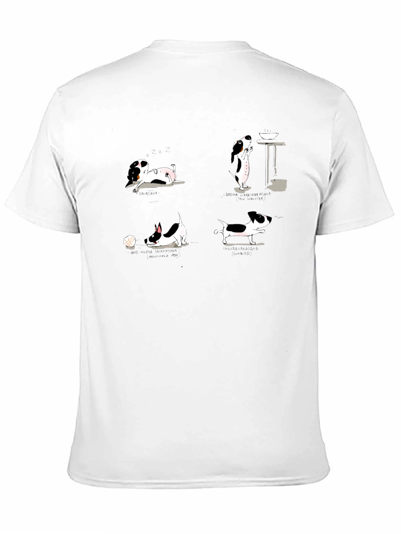 Dog Cartoon Print Black Cotton T-Shirt